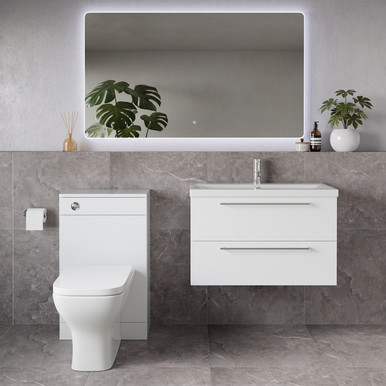 Napoli 390 Wall Mounted 2 Drawer Vanity Unit and Toilet Suite with Glide Basin