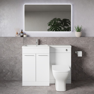 Napoli 390 2 Door Vanity Unit Toilet Suite with Square Left Hand Lucia Basin