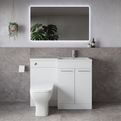 Napoli 390 2 Door Vanity Unit Toilet Suite with Square Right Hand Lucia Basin