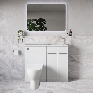 Napoli 250 2 Door Vanity Unit Toilet Suite with Round Silvo Basin
