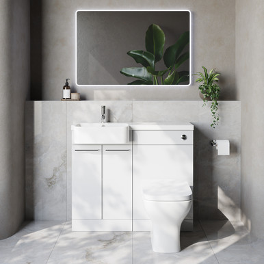 Napoli 250 2 Door Vanity Unit Toilet Suite with Left Hand Round Rico Semi Recessed Basin