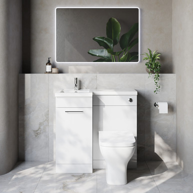 Napoli 390 Single Door Vanity Unit Toilet Suite with Left Hand Square Lucia Basin