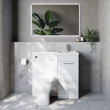 Napoli 390 Single Door Vanity Unit Toilet Suite with Right Hand Square Lucia Basin
