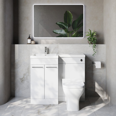 Napoli 390 2 Door Vanity Unit Toilet Suite with Left Hand Square Lucia Basin