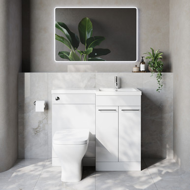 Napoli 390 2 Door Vanity Unit Toilet Suite with Right Hand Square Lucia Basin