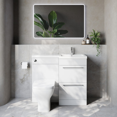 Napoli 390 2 Drawer Vanity Unit Toilet Suite with Right Hand Square Lucia Basin