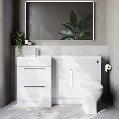 Napoli 390 2 Drawer Vanity Unit Toilet Suite with Left Hand Square Lucia Basin