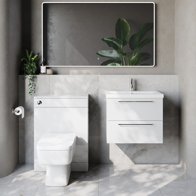 Napoli 390 Cento Wall Mounted 2 Drawer Vanity Unit and Toilet Suite with Glide Basin