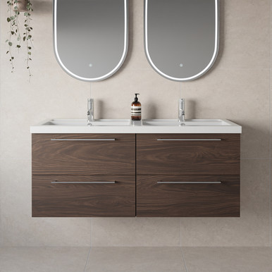 Napoli 390 Wall Mounted 4 Drawer Vanity Unit with Double Lucia Basins