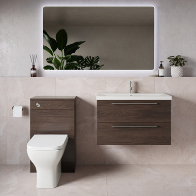 Napoli 390 Wall Mounted 2 Drawer Vanity Unit and Toilet Suite with Glide Basin