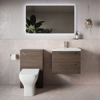Napoli 390 Wall Mounted 2 Drawer Vanity Unit and Toilet Suite with Glide Basin