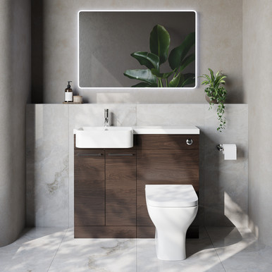 Napoli 250 2 Door Vanity Unit Toilet Suite with Left Hand Round Rico Semi Recessed Basin