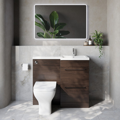 Napoli 390 2 Drawer Vanity Unit Toilet Suite with Right Hand Square Lucia Basin