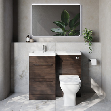 Napoli 390 2 Drawer Vanity Unit Toilet Suite with Left Hand Square Lucia Basin