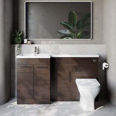 Napoli 390 3 Door Vanity Unit Toilet Suite with Left Hand Square Lucia Basin