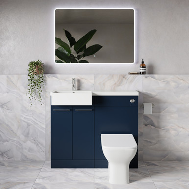 Napoli 250 2 Door Vanity Unit Toilet Suite with Left Hand Square Rico Semi Recessed Basin