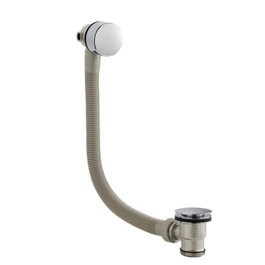 Nuie Chrome Round Slimline Freeflow Bath Filler | | Brass