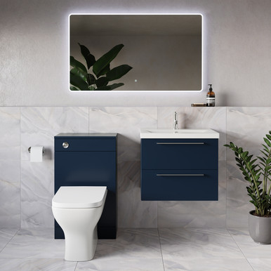 Napoli 390 Wall Mounted 2 Drawer Vanity Unit and Toilet Suite with Glide Basin