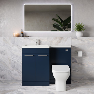 Napoli 390 2 Door Vanity Unit Toilet Suite with Square Left Hand Lucia Basin