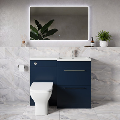 Napoli 390 2 Drawer Vanity Unit Toilet Suite with Square Right Hand Lucia Basin