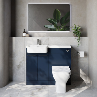 Napoli 250 2 Door Vanity Unit Toilet Suite with Left Hand Round Rico Semi Recessed Basin