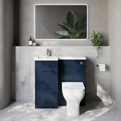Napoli 390 Single Door Vanity Unit Toilet Suite with Left Hand Square Lucia Basin