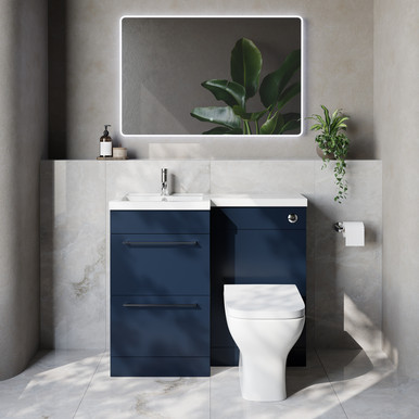 Napoli 390 2 Drawer Vanity Unit Toilet Suite with Left Hand Square Lucia Basin
