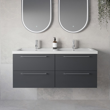 Napoli 390 Wall Mounted 4 Drawer Vanity Unit with Double Lucia Basins