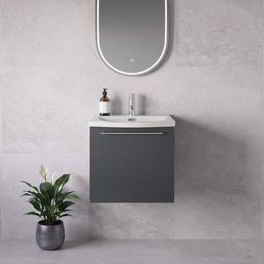 Napoli 390 Wall Mounted Single Drawer Vanity Unit with Arc Basin