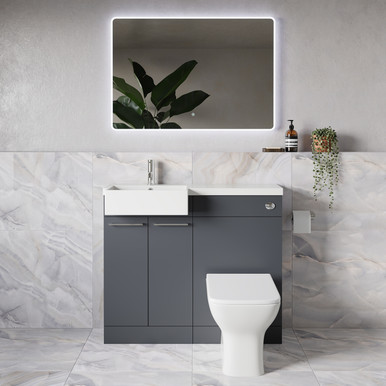Napoli 250 2 Door Vanity Unit Toilet Suite with Left Hand Square Rico Semi Recessed Basin
