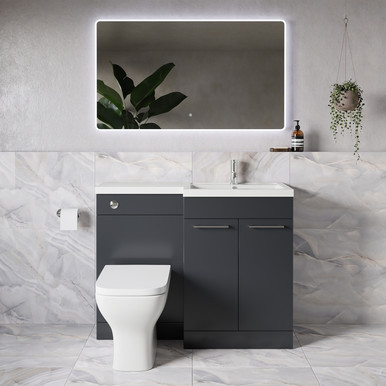 Napoli 390 2 Door Vanity Unit Toilet Suite with Square Right Hand Lucia Basin