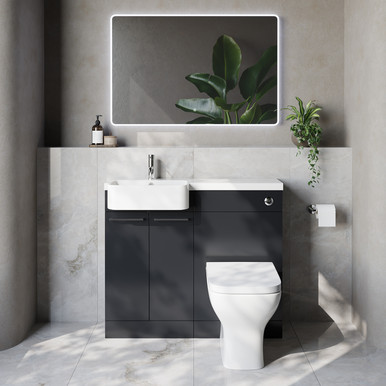 Napoli 250 2 Door Vanity Unit Toilet Suite with Left Hand Round Rico Semi Recessed Basin