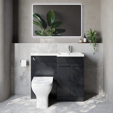 Napoli 390 2 Door Vanity Unit Toilet Suite with Right Hand Square Lucia Basin