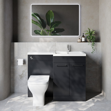 Napoli 460 2 Door Vanity Unit Toilet Suite with Right Hand Square Lucia Basin