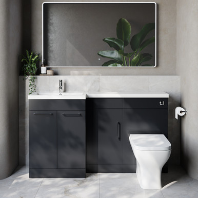 Napoli 390 3 Door Vanity Unit Toilet Suite with Left Hand Square Lucia Basin