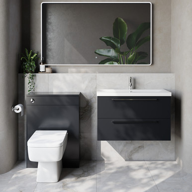 Napoli 390 Cento Wall Mounted 2 Drawer Vanity Unit and Toilet Suite with Glide Basin