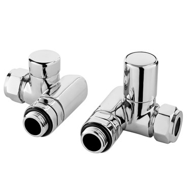 Nuie Silver Corner Dual Fuel Radiator Valves | | Metal | 68Mm X 70Mm X 75Mm