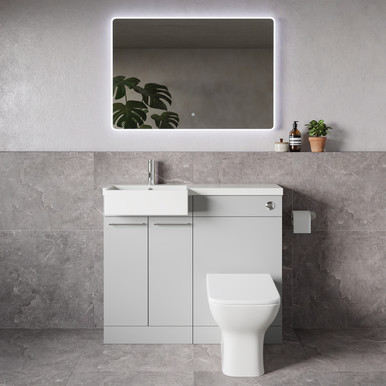 Napoli 250 2 Door Vanity Unit Toilet Suite with Left Hand Square Rico Semi Recessed Basin