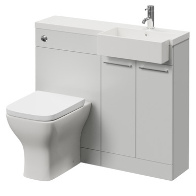 Napoli 250 2 Door Vanity Unit Toilet Suite with Right Hand Square Rico Semi Recessed Basin