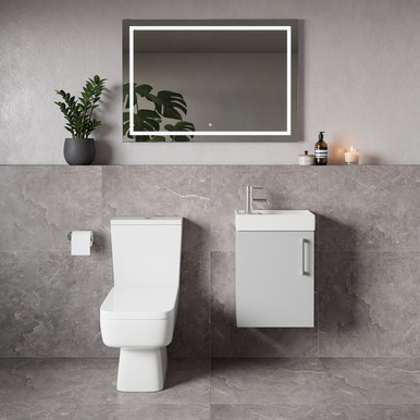 Napoli Cube Single Door Wall Mounted Vanity Unit and Toilet Suite with Align Basin