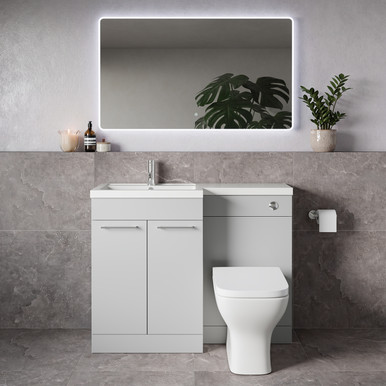 Napoli 390 2 Door Vanity Unit Toilet Suite with Square Left Hand Lucia Basin