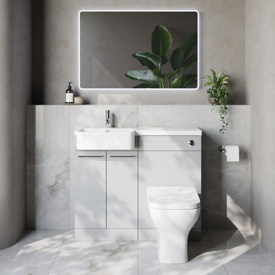 Napoli 250 2 Door Vanity Unit Toilet Suite with Left Hand Round Rico Semi Recessed Basin