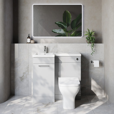 Napoli 390 Single Door Vanity Unit Toilet Suite with Left Hand Square Lucia Basin