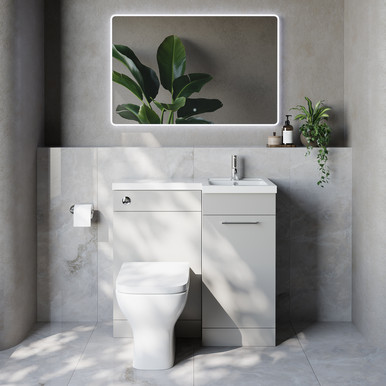 Napoli 390 Single Door Vanity Unit Toilet Suite with Right Hand Square Lucia Basin