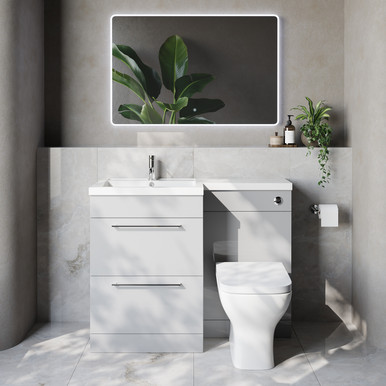 Napoli 460 2 Drawer Vanity Unit Toilet Suite with Left Hand Square Lucia Basin