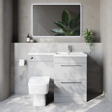 Napoli 460 2 Drawer Vanity Unit Toilet Suite with Right Hand Square Lucia Basin