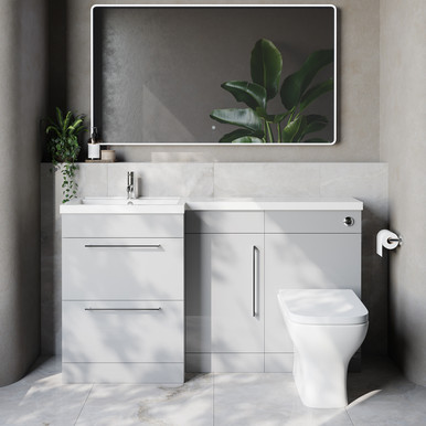 Napoli 390 2 Drawer Vanity Unit Toilet Suite with Left Hand Square Lucia Basin