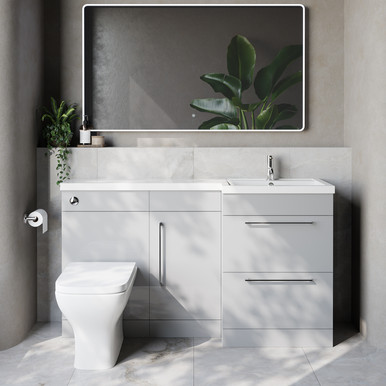 Napoli 390 2 Drawer Vanity Unit Toilet Suite with Right Hand Square Lucia Basin