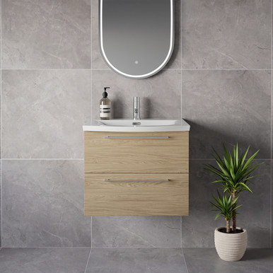 Napoli 390 Wall Mounted 2 Drawer Vanity Unit with Arc Basin