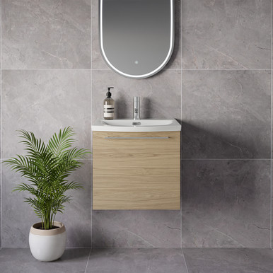 Napoli 390 Wall Mounted Single Drawer Vanity Unit with Arc Basin